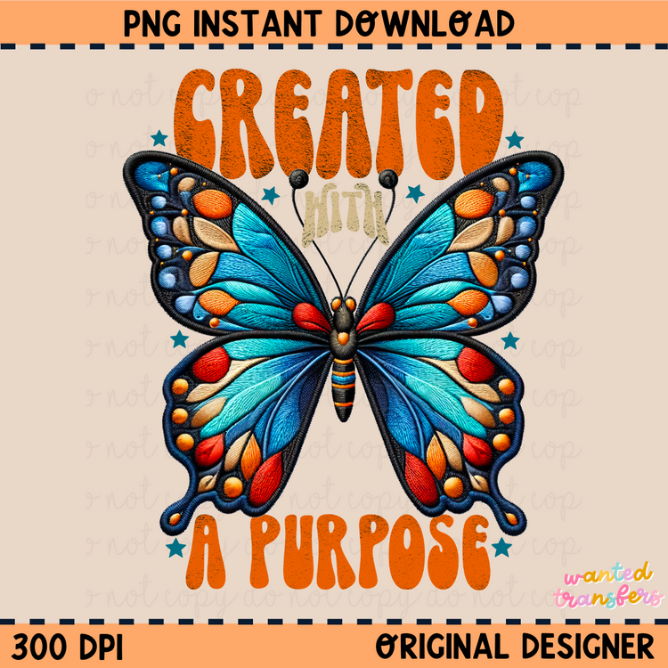Created with Purpose Faith Foil Effect PNG Digital Download