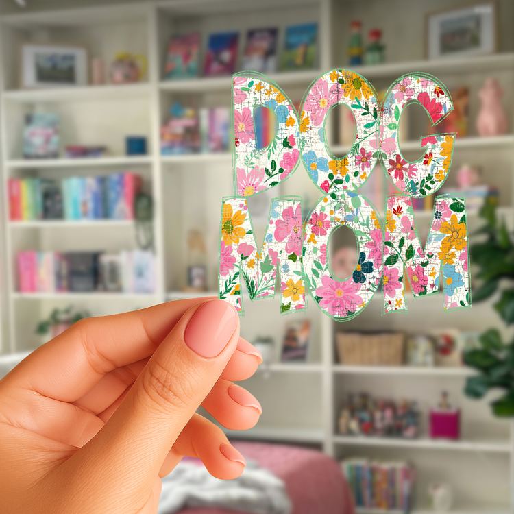 Floral Dog Mom UV Decal Sticker