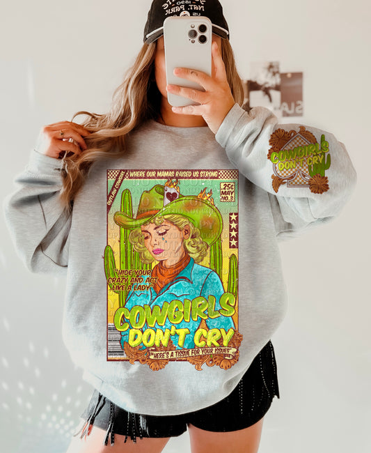 Cowgirl's Don't Cry Front + Sleeve DTF Transfer (SET OF BOTH TRANSFERS)