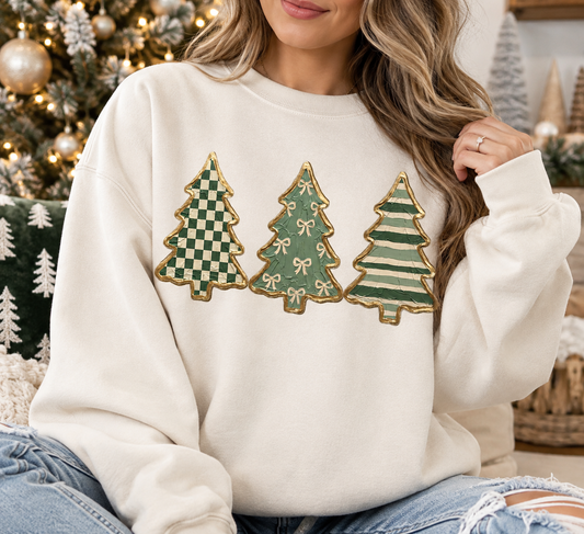 Faux Painted Christmas Trees Green DTF Transfer