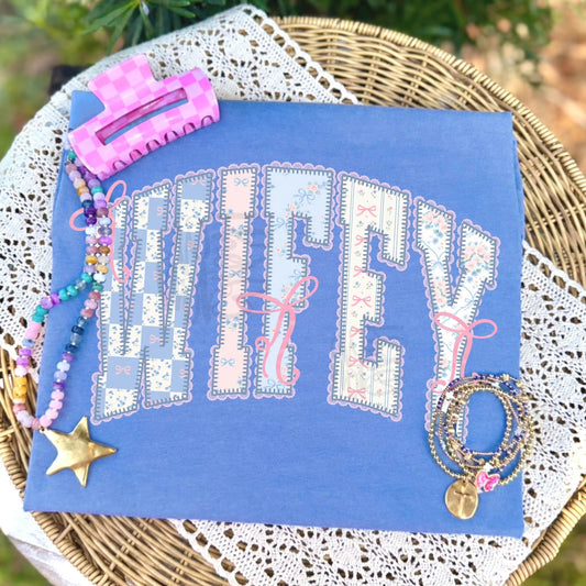 Wifey Blue Floral DTF Transfer