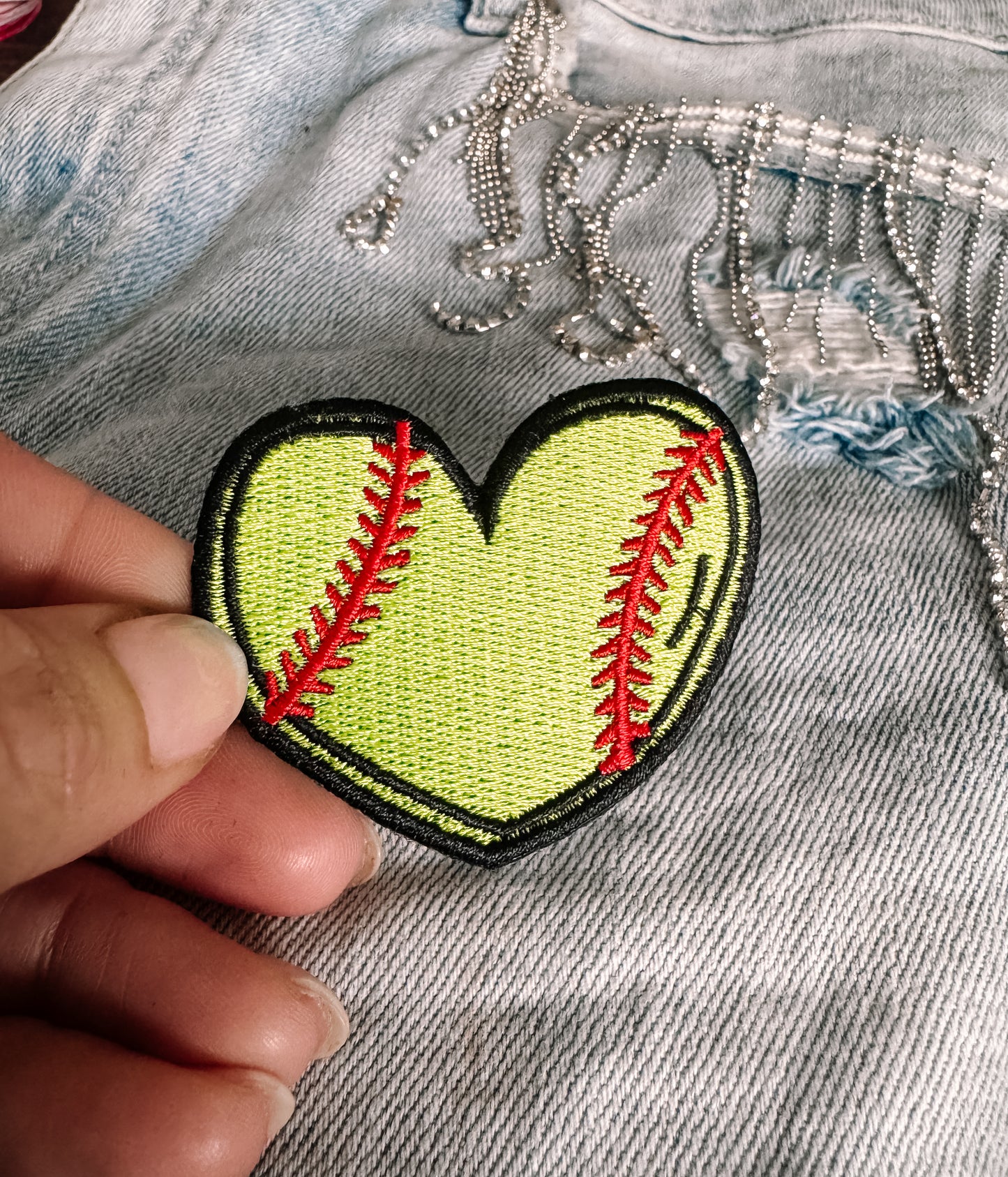 Softball Heart Hat/Pocket Patch