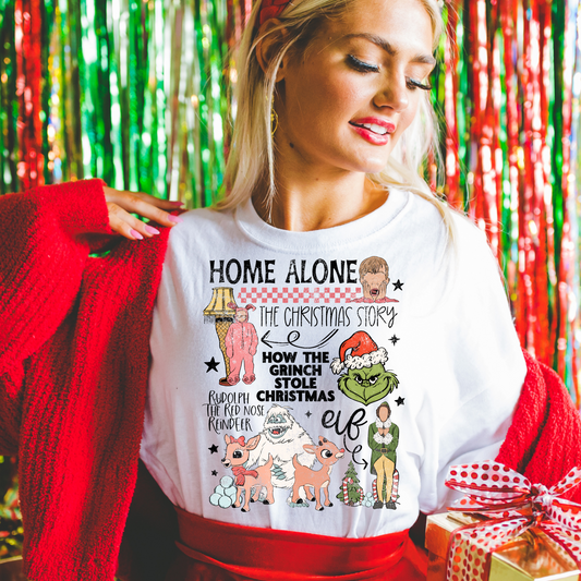 Christmas Movies Grunge Black Text DTF Transfer