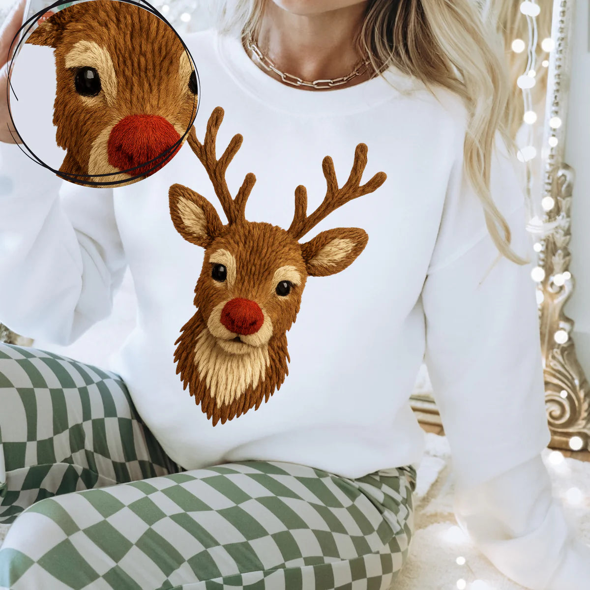 Faux Yarn Rudolph DTF Transfer