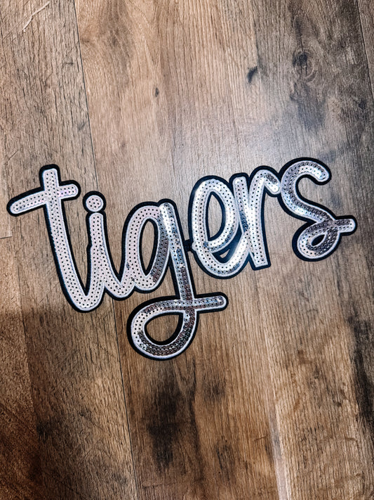 Silver Tigers Sequin Chenille Patch (Adult Size) MM