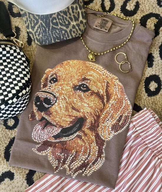 Faux Rhinestone Golden Retriever DTF Transfer