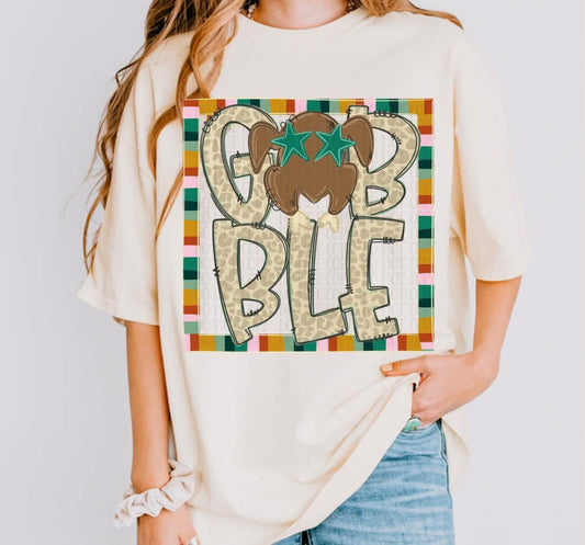 Gobble Framed Leopard Thanksgiving DTF Transfer