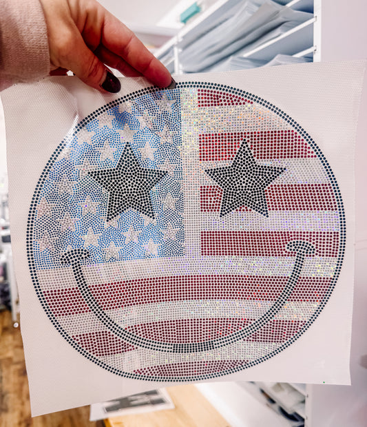 American Flag Happiness Spangle Transfer