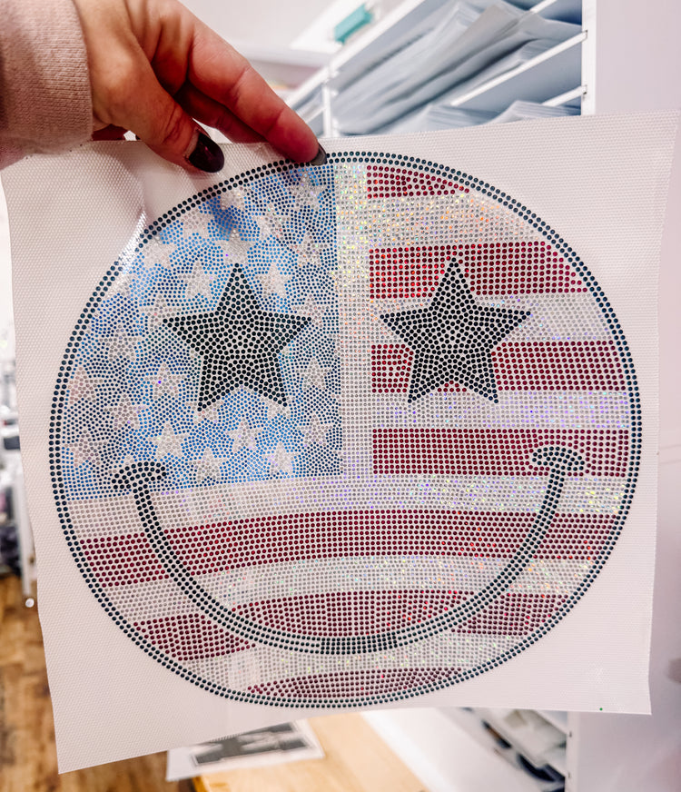 American Flag Happiness Spangle Transfer