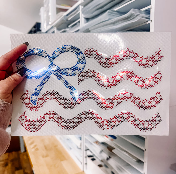 Wavy American Flag Spangle Transfer