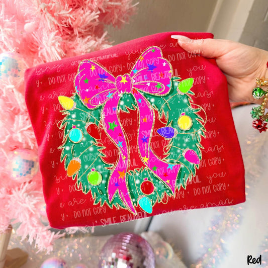 Preppy Christmas Wreath DTF Transfer