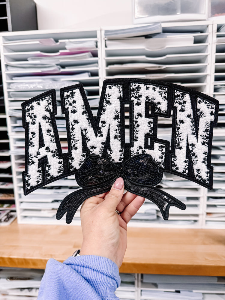 Floral Amen Chenille Patch