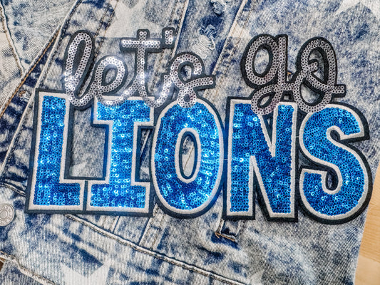 Lets Go Detroit Sequin Chenille Patch (Adult Size)