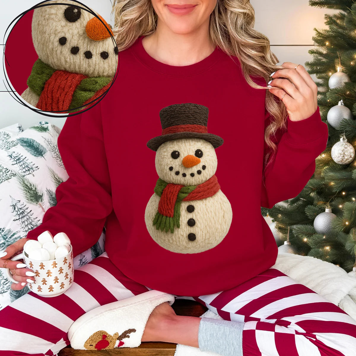 Faux Yarn Snowman DTF Transfer