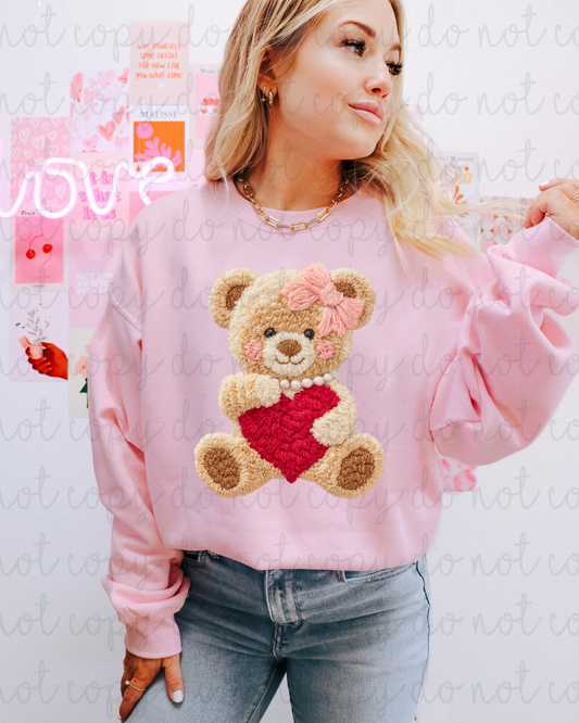 Faux Yarn Valentine Bear DTF Transfer