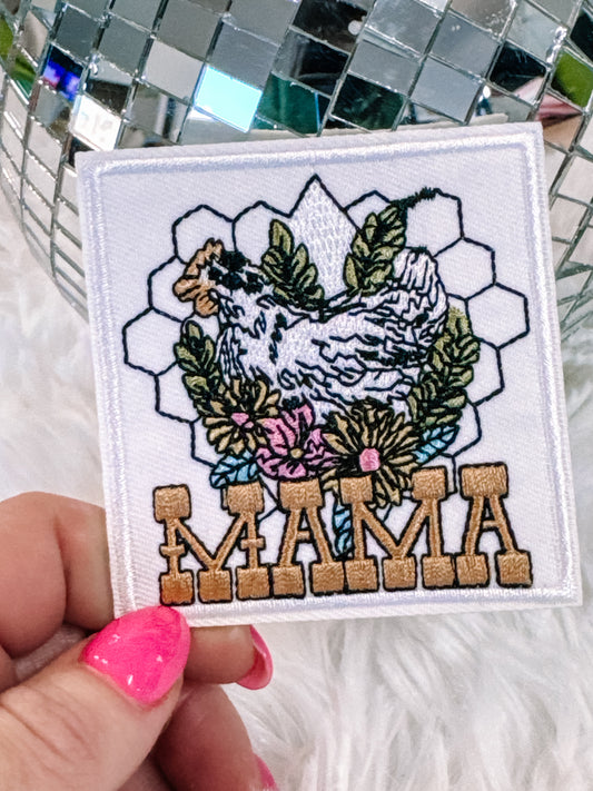 Floral Chicken Mama Hat/Pocket Patch