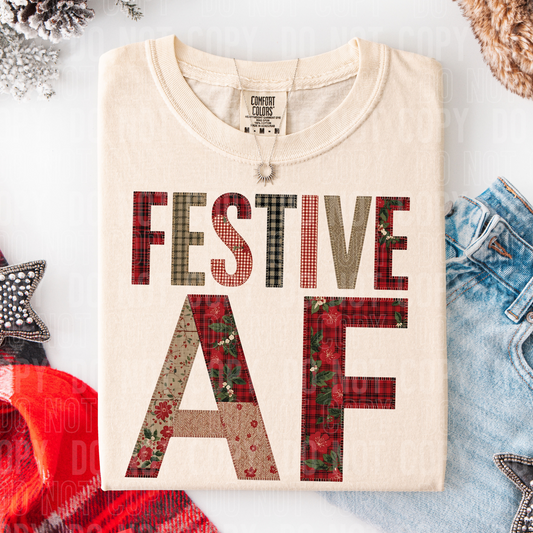 Festive AF Patch Christmas DTF Transfer