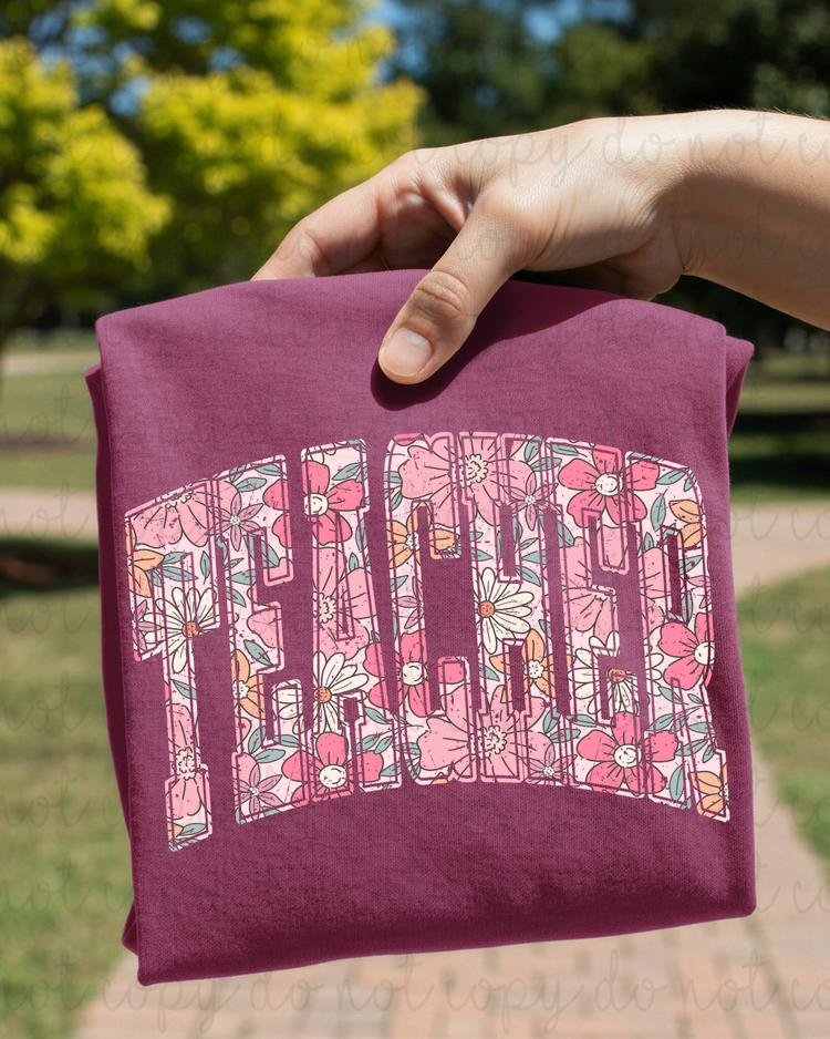 Floral Teacher DTF Transfer