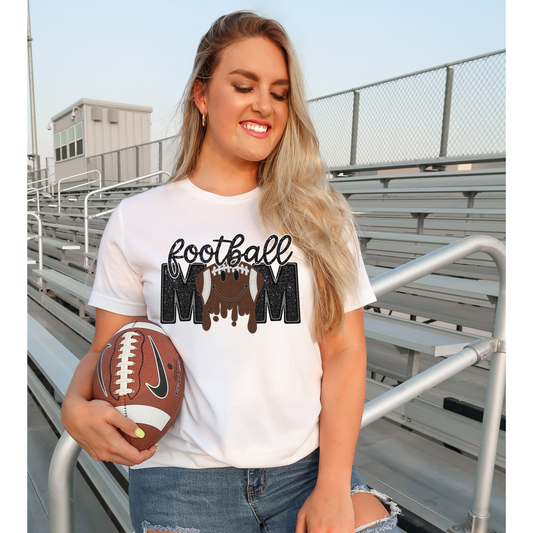 Football Mom Faux Embroidery Drip DTF Transfer