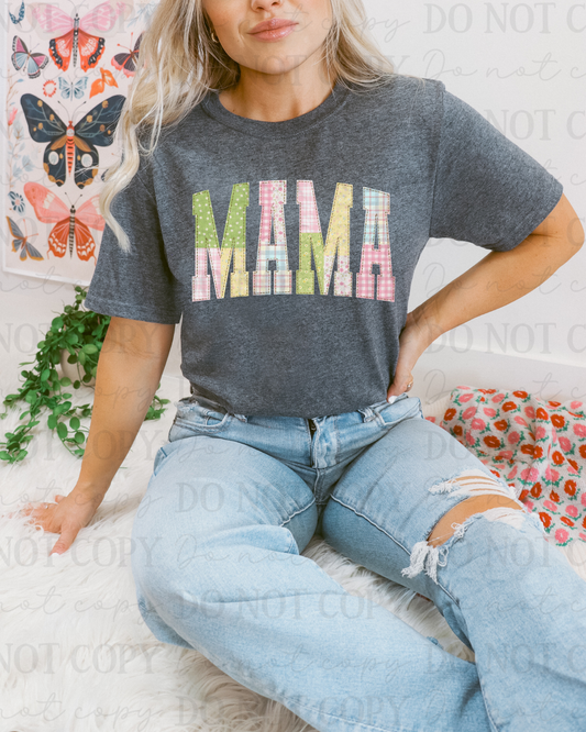 Faux Fabric Spring Mama DTF Transfer