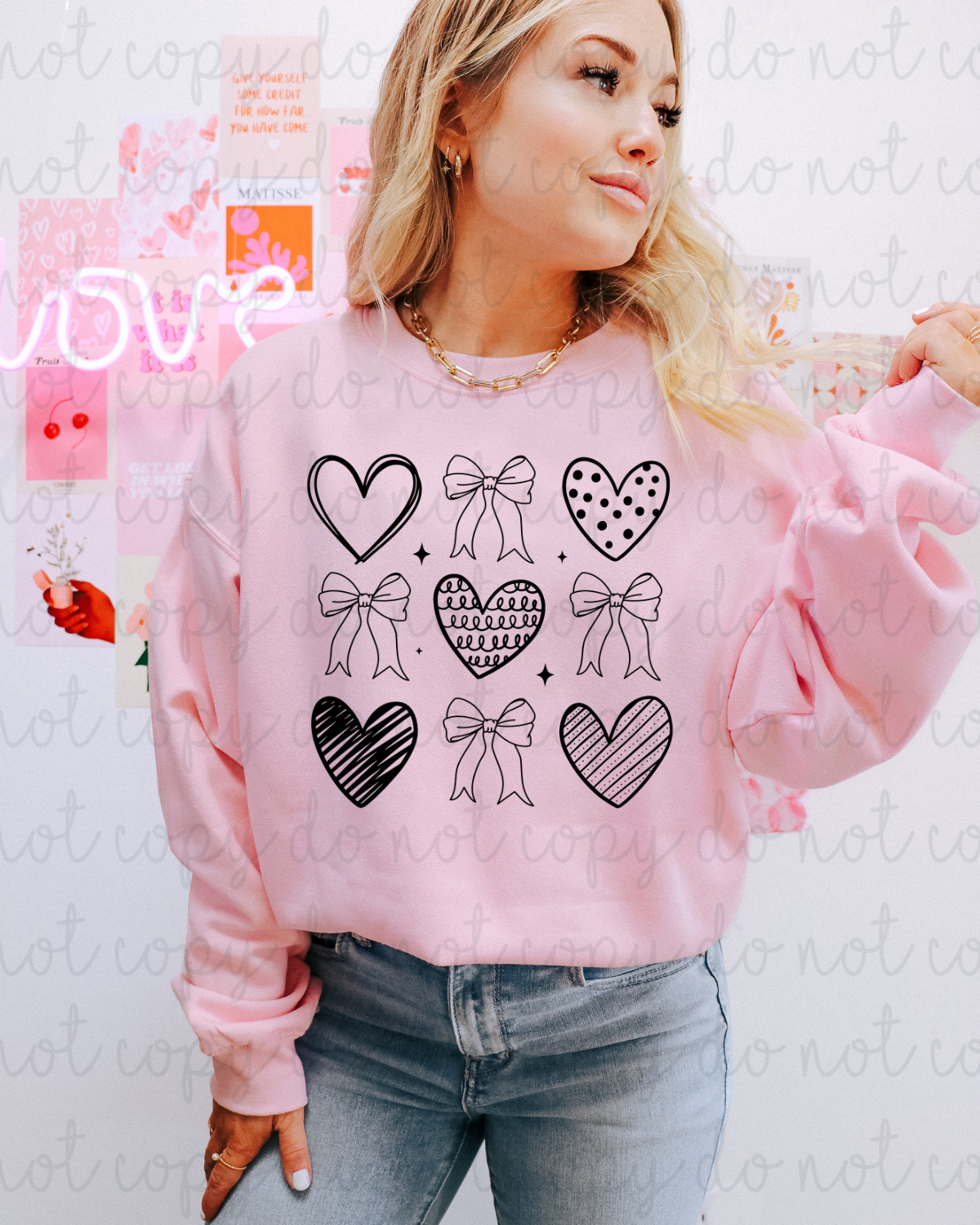 Valentine's Heart Doodle DTF Transfer