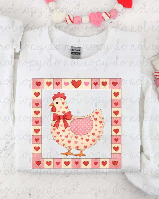 Hearts Chicken DTF Transfer