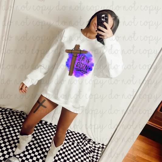 He Is Risen Purple Tie Dye DTF Transfer