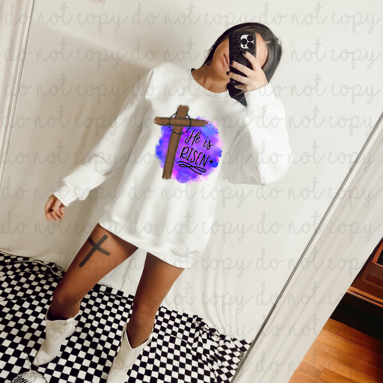 He Is Risen Purple Tie Dye DTF Transfer