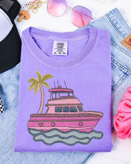 Faux Rhinestone Boat DTF Transfer