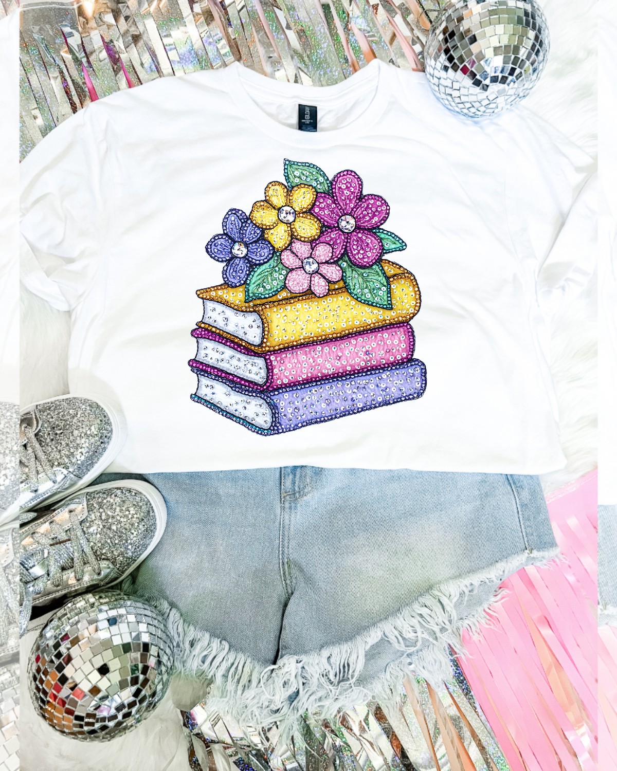 Faux Rhinestone Books DTF Transfer