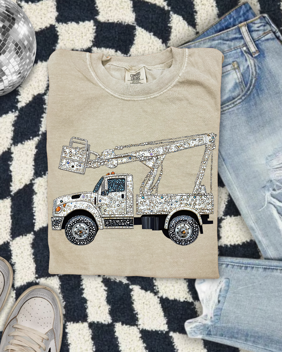 Faux Rhinestone Bucket Truck DTF Transfer