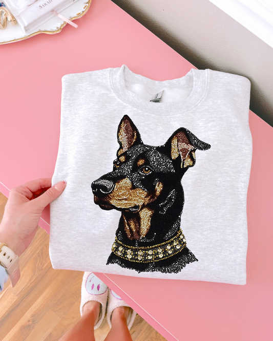Faux Rhinestone Doberman DTF Transfer