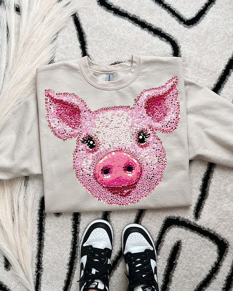 Faux Rhinestone Pig DTF Transfer