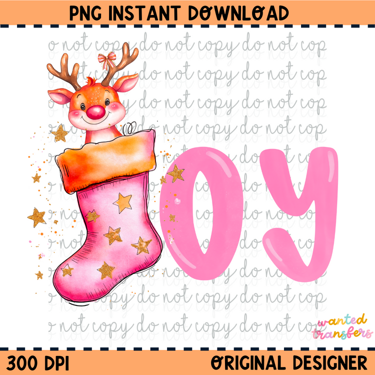 Joy Reindeer Christmas PNG Digital Download