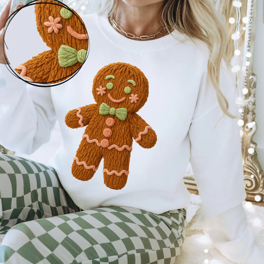 Faux Yarn Gingerbread DTF Transfer