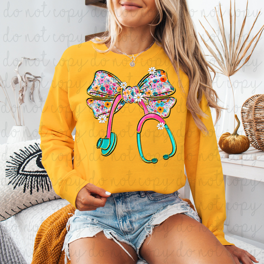 Floral Stethoscope DTF Transfer