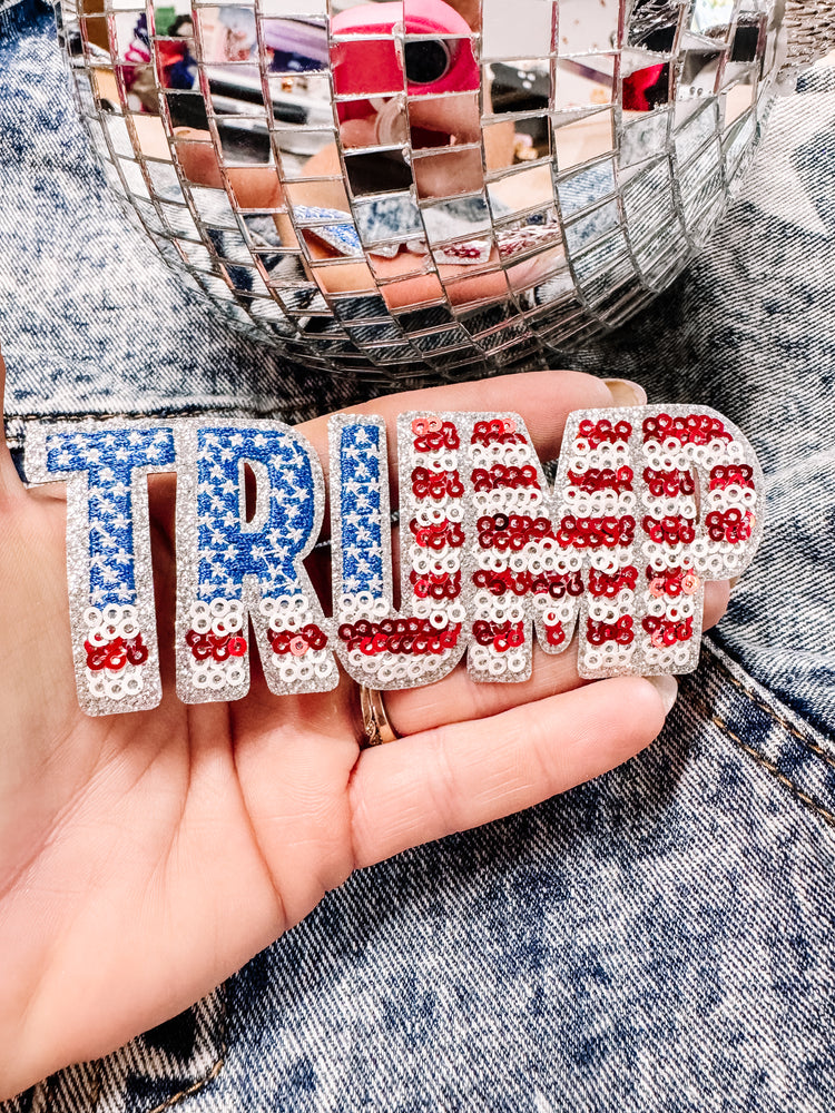 American Flag Trump Sequin Hat/Pocket Patch