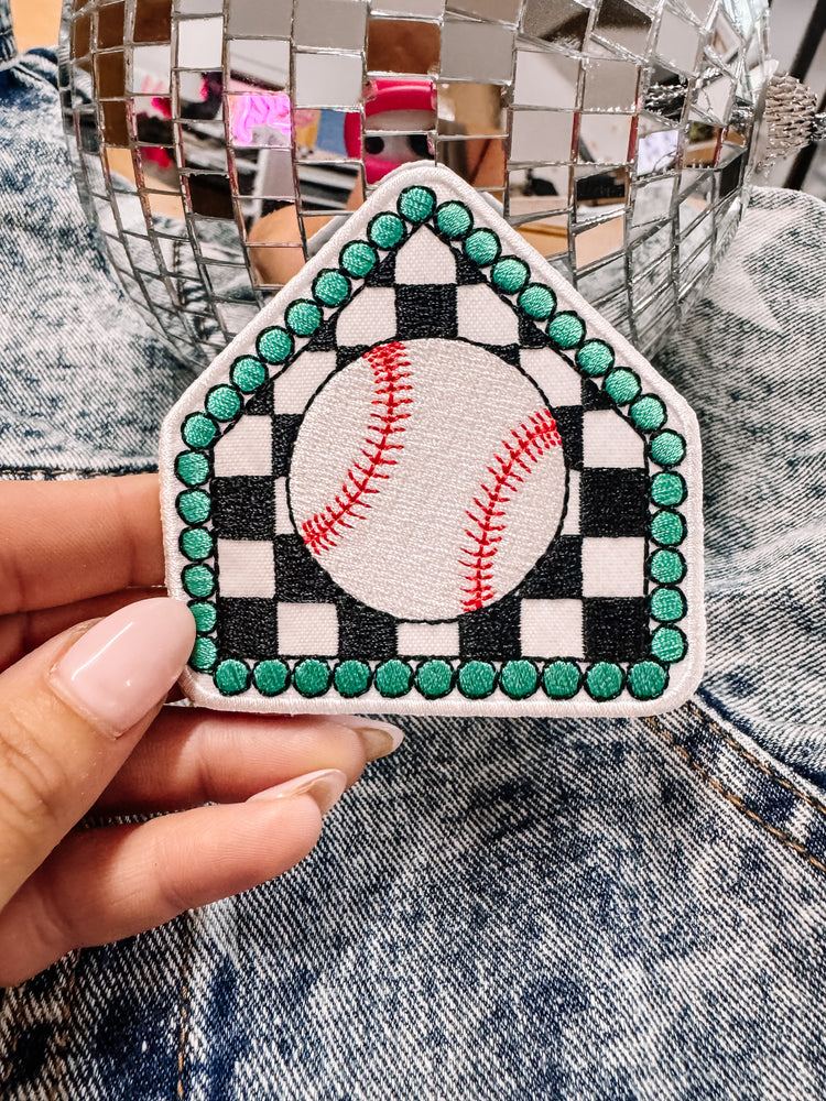 Baseball Checkered Home Plate Hat/Jacket Patch