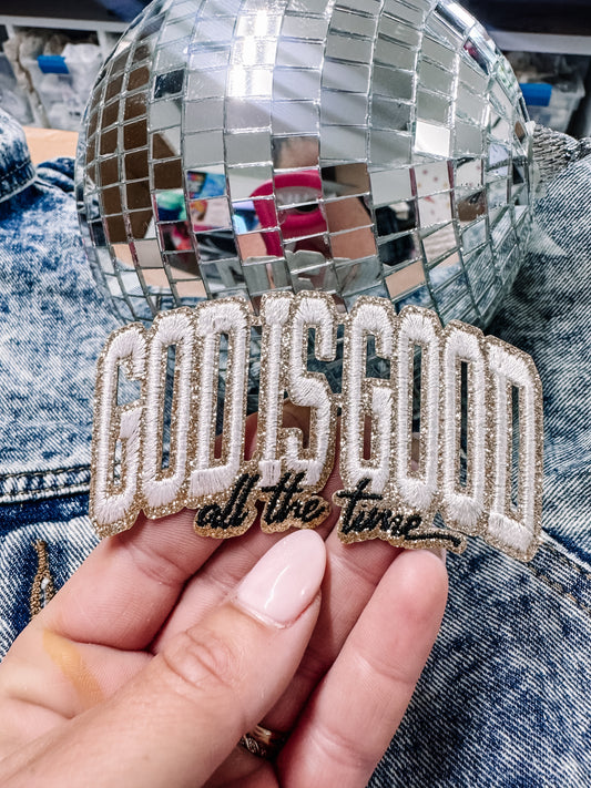 God Is Good Gold Glitter Faith Hat/Jacket Patch