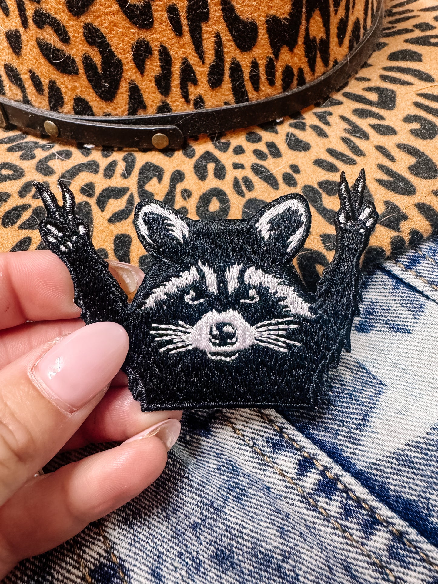Peace Out Racoon Hat/Jacket Patch