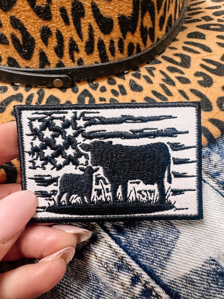 America Monochrome Cattle Hat/Jacket Patch