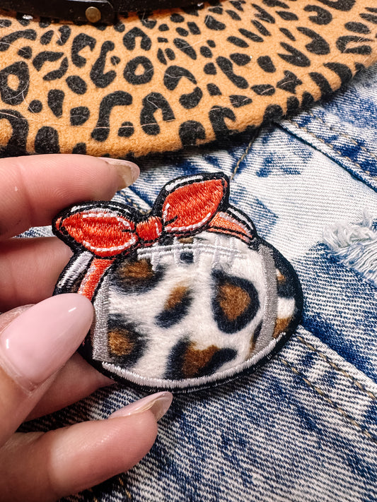 Leopard Coquette Football Hat/Pocket Patch