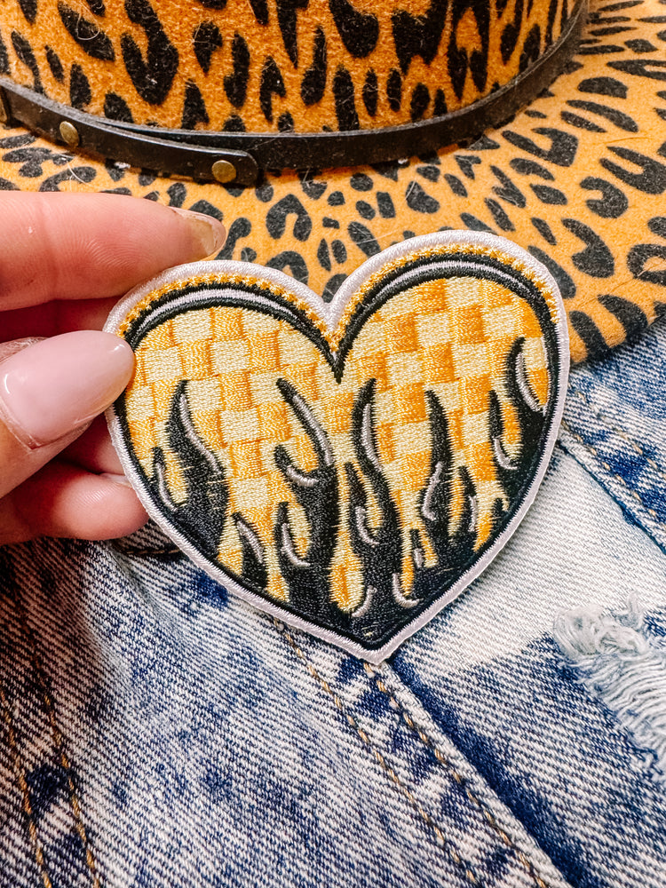 Yellow Flame Heart Hat/Jacket Patch