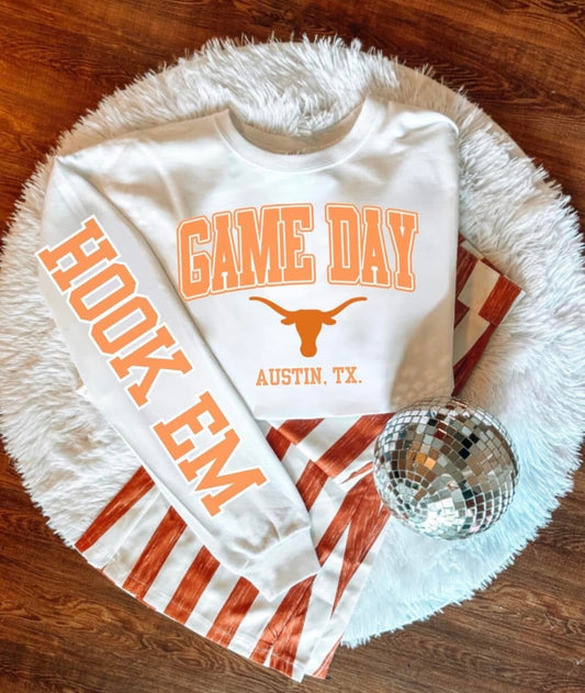 Game Day Austin, TX with Sleeve DTF Transfer