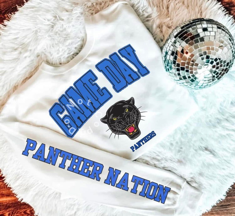 Game Day Panthers with Sleeve DTF Transfer