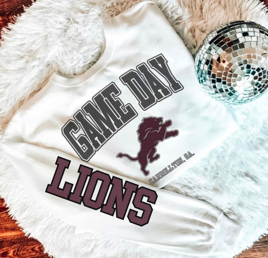 Game Day Carrollton, GA Lions with Sleeve DTF Transfer