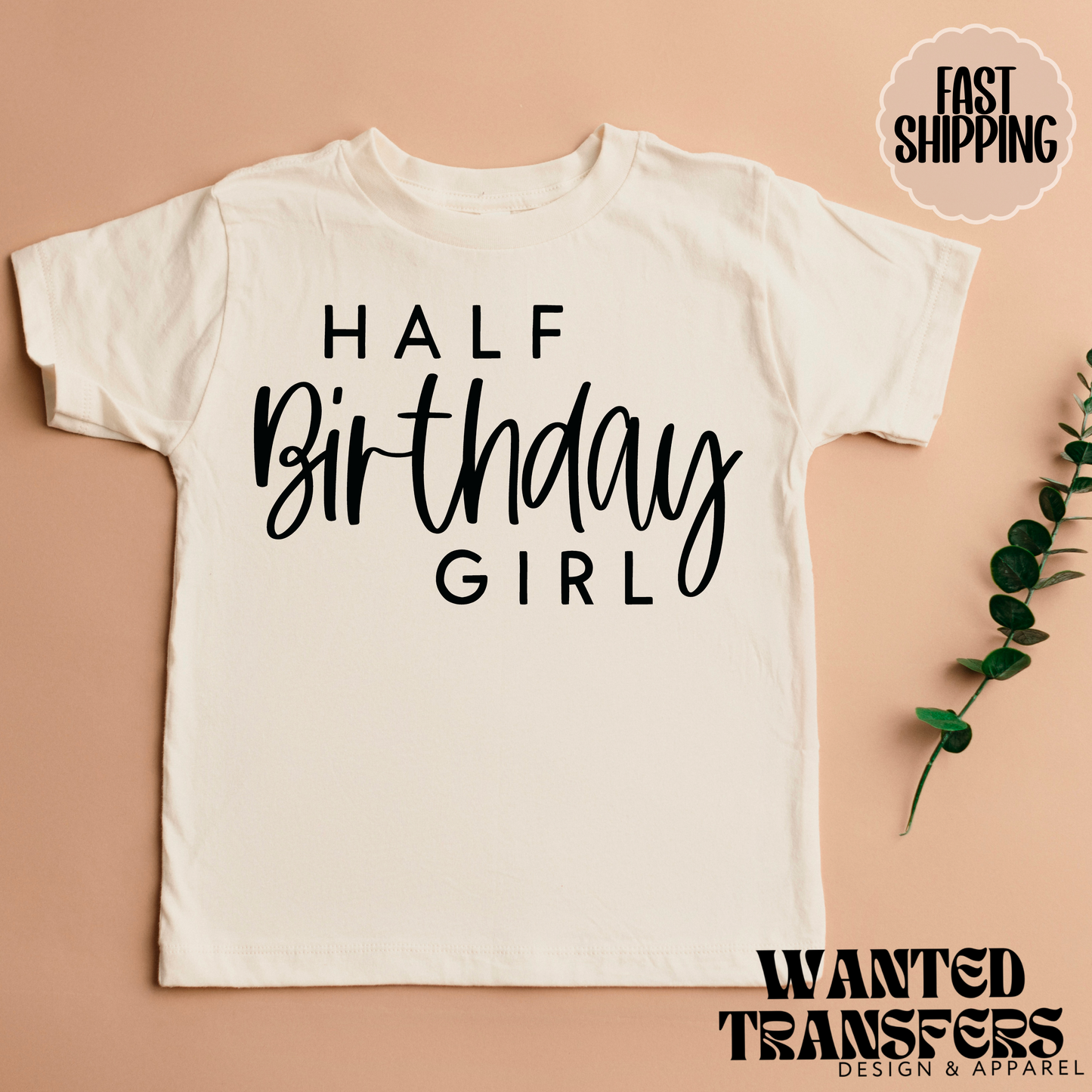 Half Birthday Girl, Girls Birthday Shirt, Tee, Onesie, Birthday Girl, All Ages, Toddler, Youth, Kids Bday, Minimalist