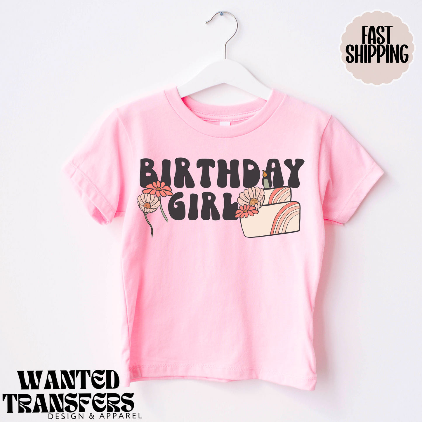 Cake Retro Birthday Girl, Girls Birthday Shirt, Tee, Onesie, Birthday Girl, All Ages, Toddler, Youth, Kids Bday, Minimalist