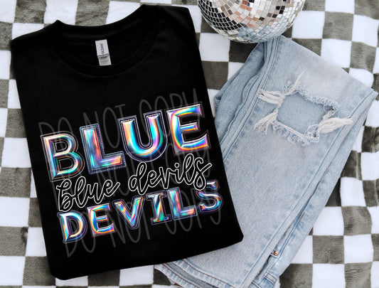 Blue Devils Holographic School Spirit DTF Transfer