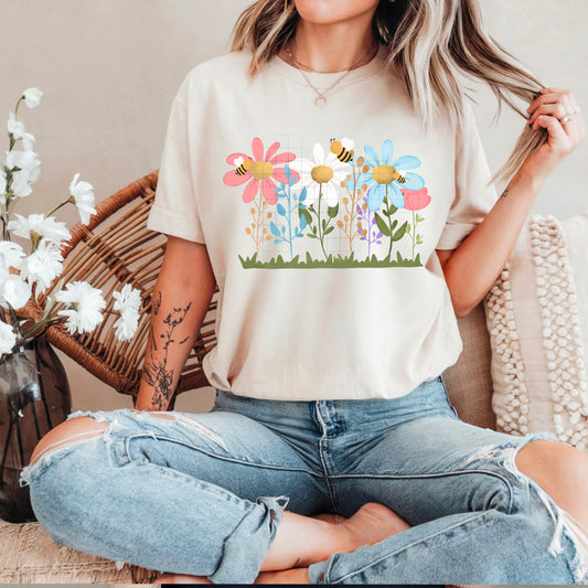 Pastel Flowers DTF Transfer